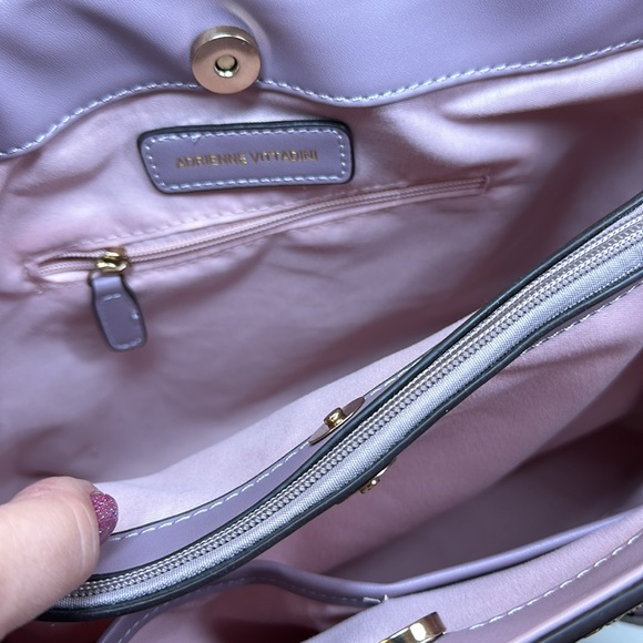 NWT Adrienne Vittadini Lilac Marina Collection Crocodile Tote w/Crossbody Strap - Picture 10 of 13